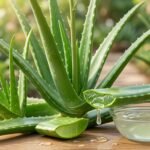 Gel pur et feuille d'Aloe Vera pour illustrer ses bienfaits au quotidie